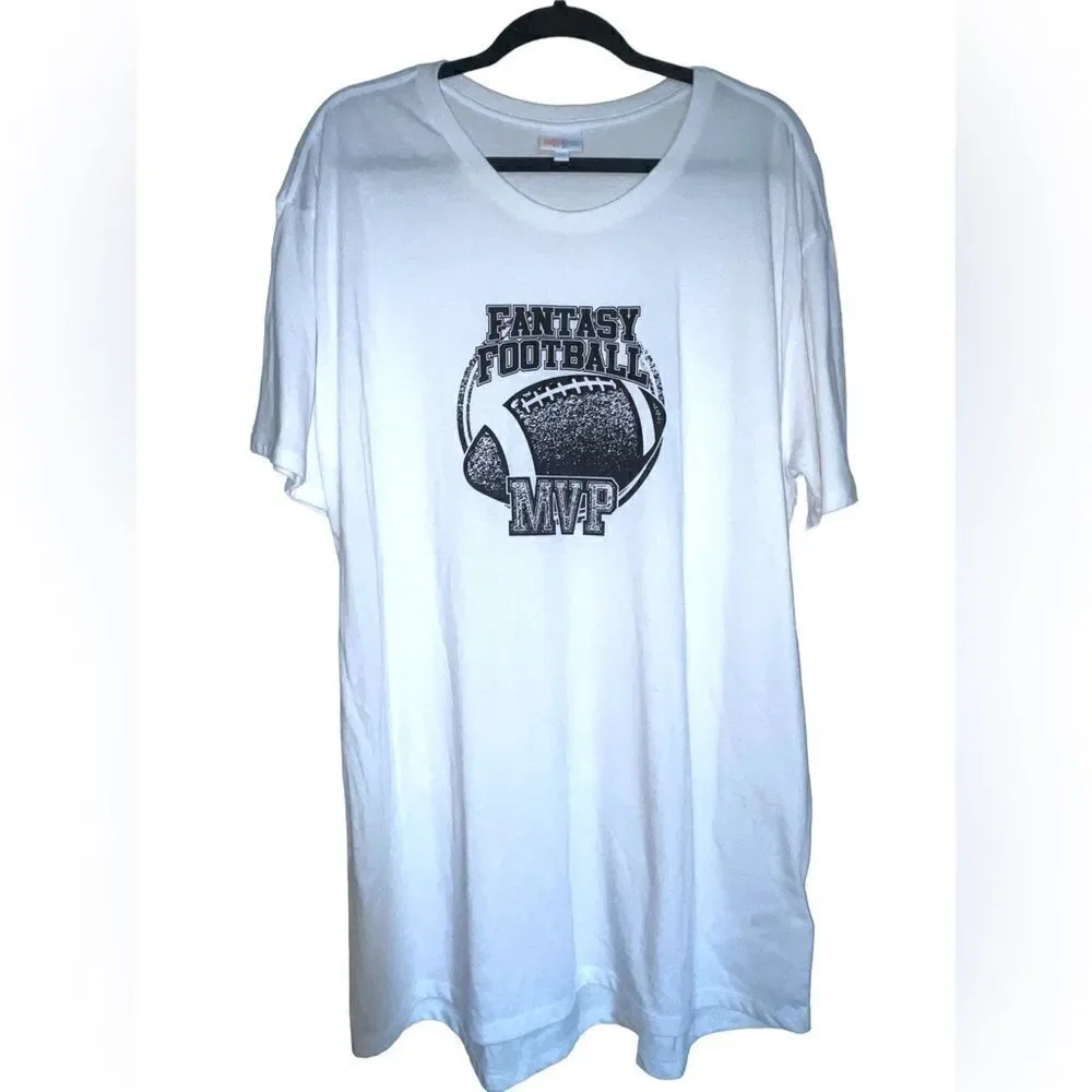 LuLaRoe Unisex Adults 2XL Hudson Short Sleeve Shirt “Fantasy Football MVP”